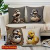 2D Cute Ducks With Bow Ties Throw Pillow Covers Pattern Cushion Cover Suitable For Sofa Bedroom Car Pillow Cover