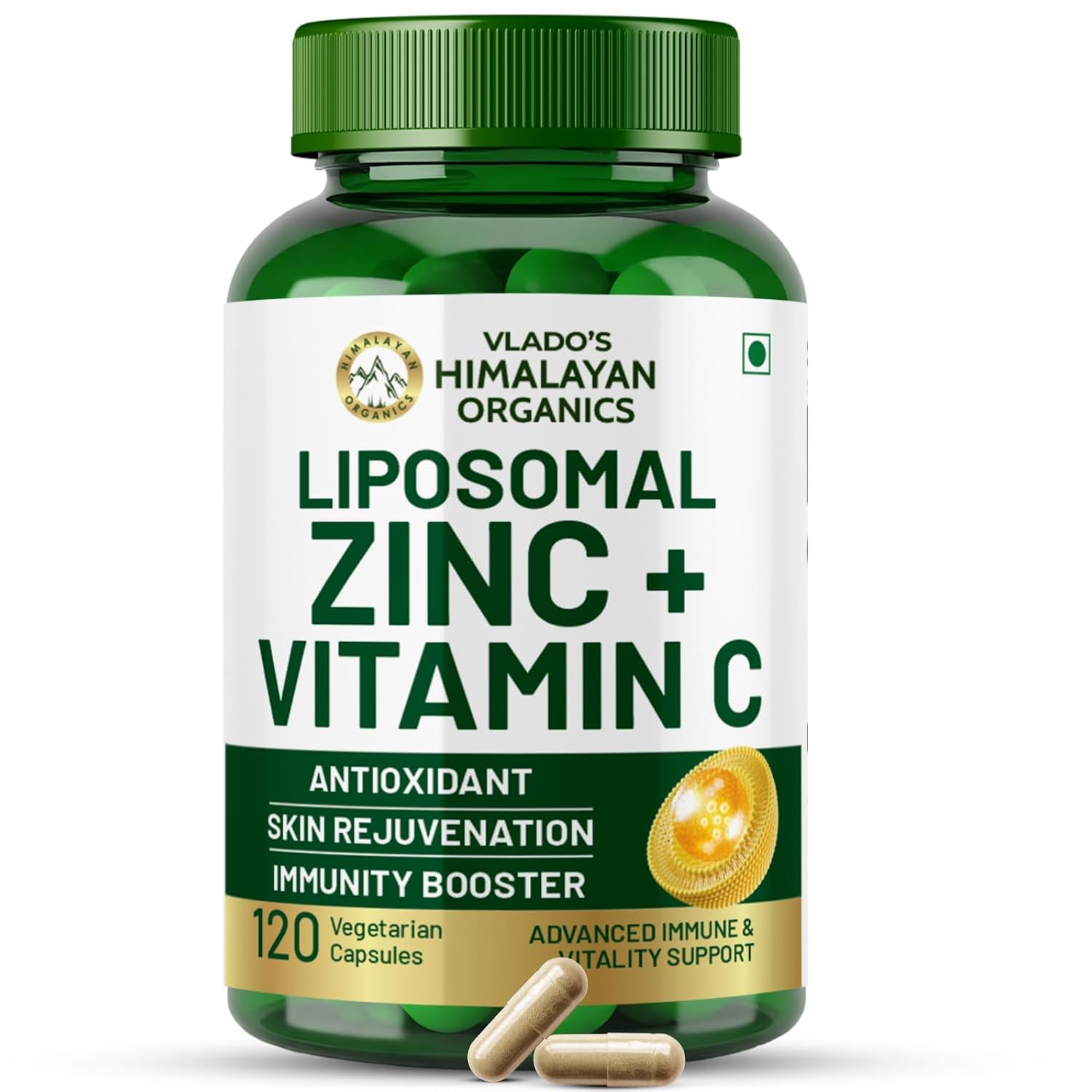 

Vlado s Himalayan Organics Plant Based Zinc With Vitamin C Capsules Antioxidant Immune Support Supplement 120 Veg Capsules