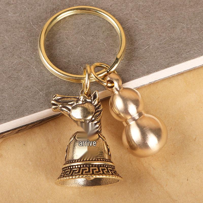 Personalized Zodiac Animal Brass Keychain with Copper Bell Pendant
