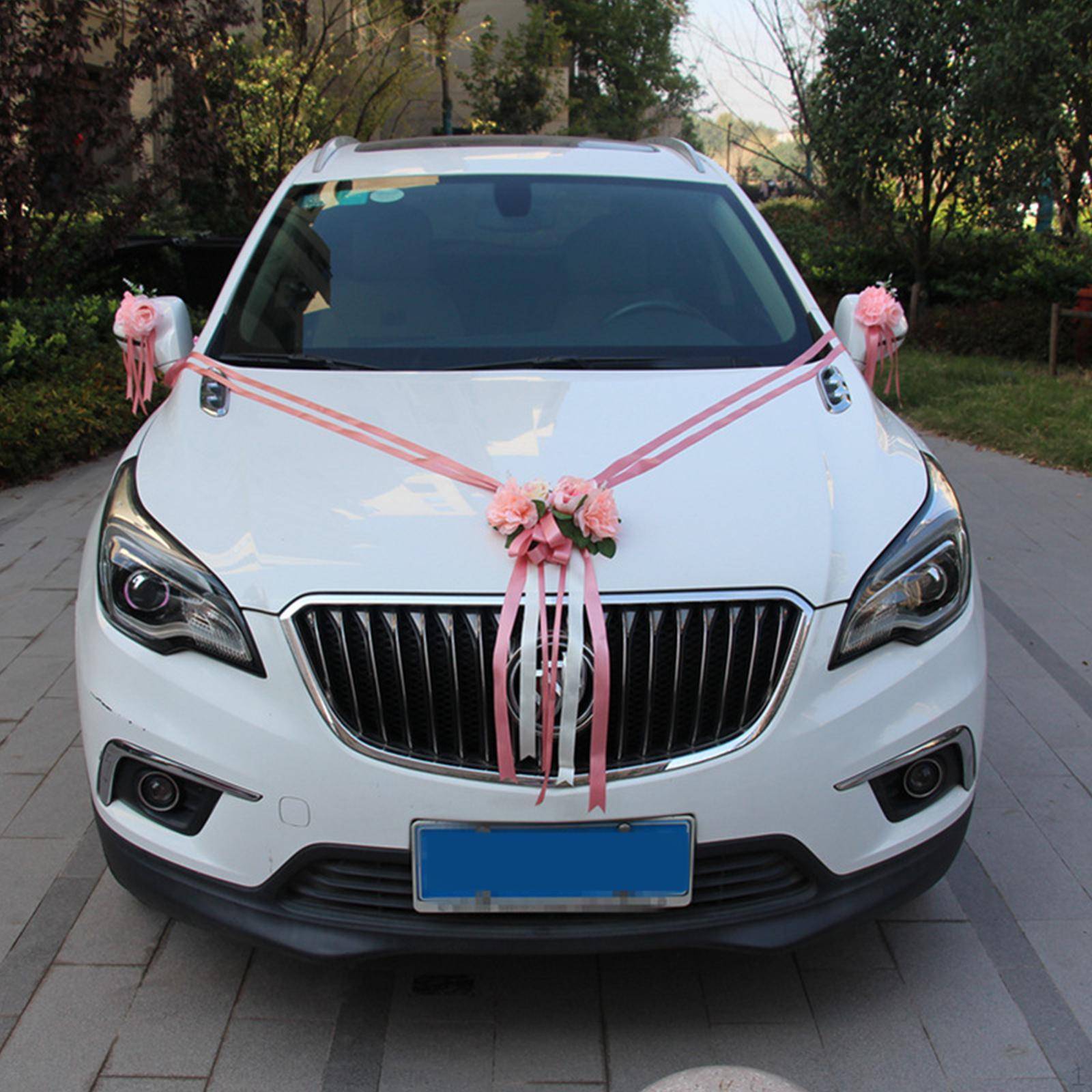 

Свадебное украшение автомобиля искусственные цветы своими руками романтические имитационные ленты для розовый