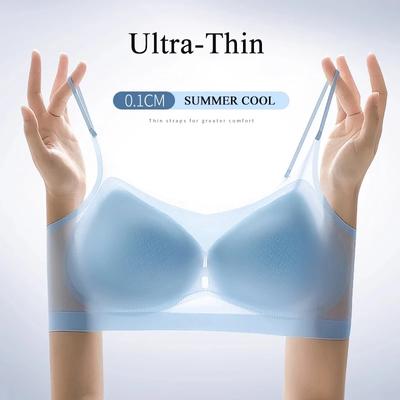Ultradunne ademende Ice Silk Top BH voor dames Naadloze rug Halter Vest Wikkel BH Kleine borsten bij elkaar
