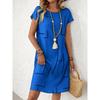 Robe d'été à manches courtes et col rond avec imprimé ligne pour femme