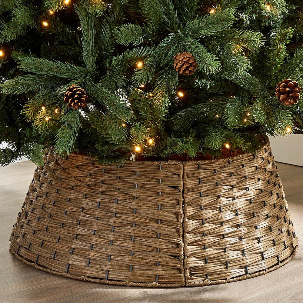 Hand-Woven White Nordic Christmas Tree Surround Fence