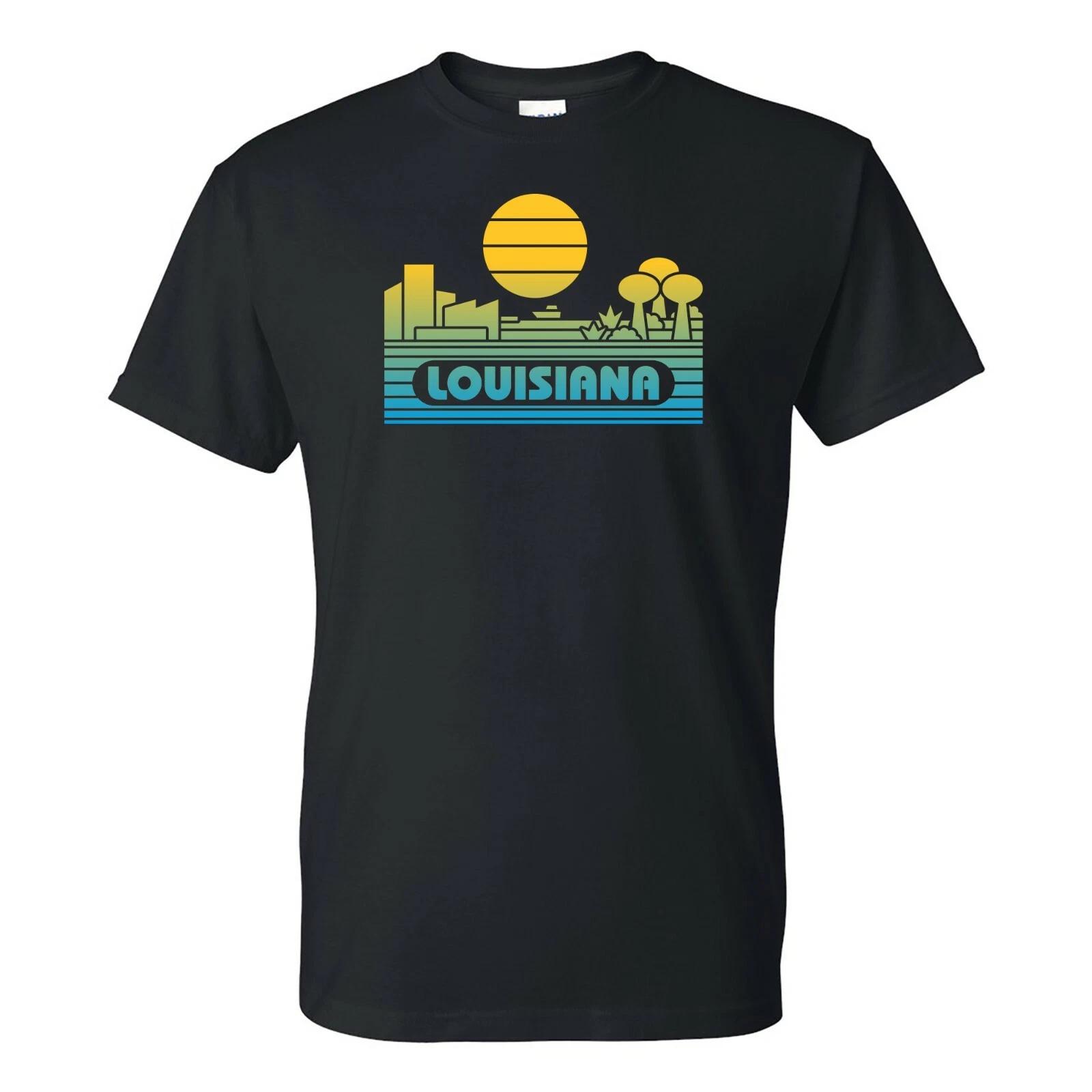Louisiana Groovy Sunset - Landscape Vacation Home State T Shirt - Black 4XL