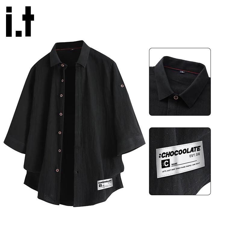 Men s Pure Cotton Seven-Quarter Sleeve Casual Shirt L