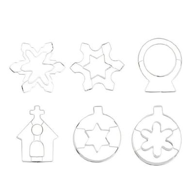Set of 6 Christmas Theme Biscuit Moulds Stainless Steel Material Fondant Cutters