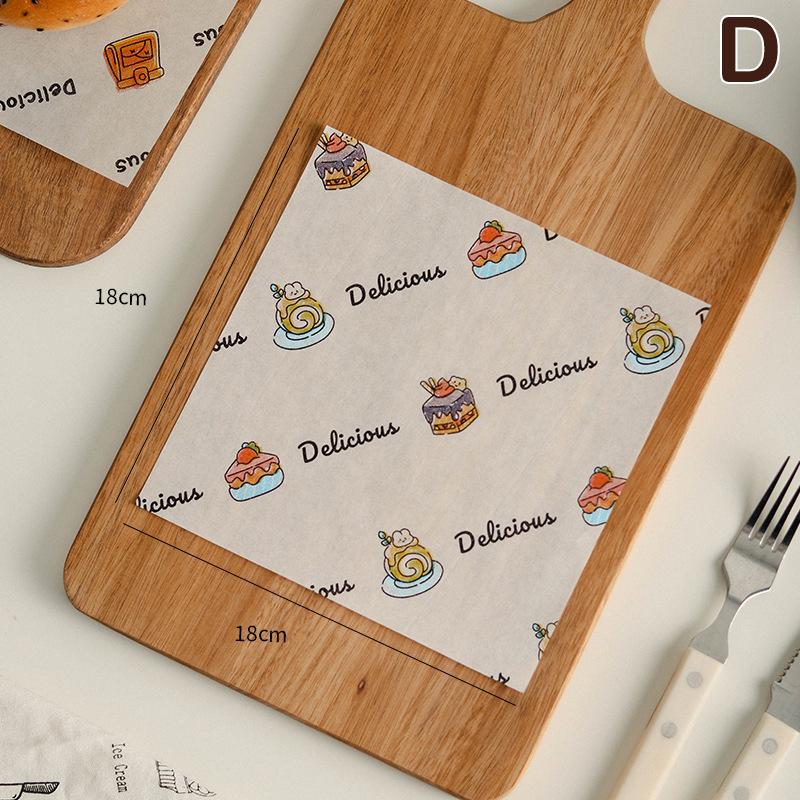 

100 шт. листов вощеной бумаги для пищевых корзин, подкладка для торта, напечатанная жиронепроницаемая бумага для деликатесов для упаковки хлеба, бургеров