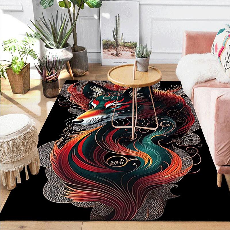 1pc Mysterious Fox Print, Design Indoor Area Rug, Soft, Anti-Slip, and Durable Gaming Room Decor for Bedroom, Living Room, and Exercise Rugs