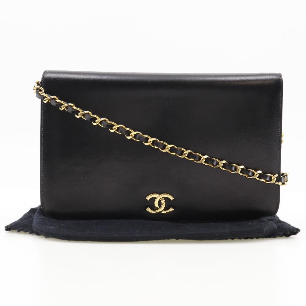 CHANEL ChainShoulder Shoulder Bag COCO Mark vintage black Calfskin Women Used