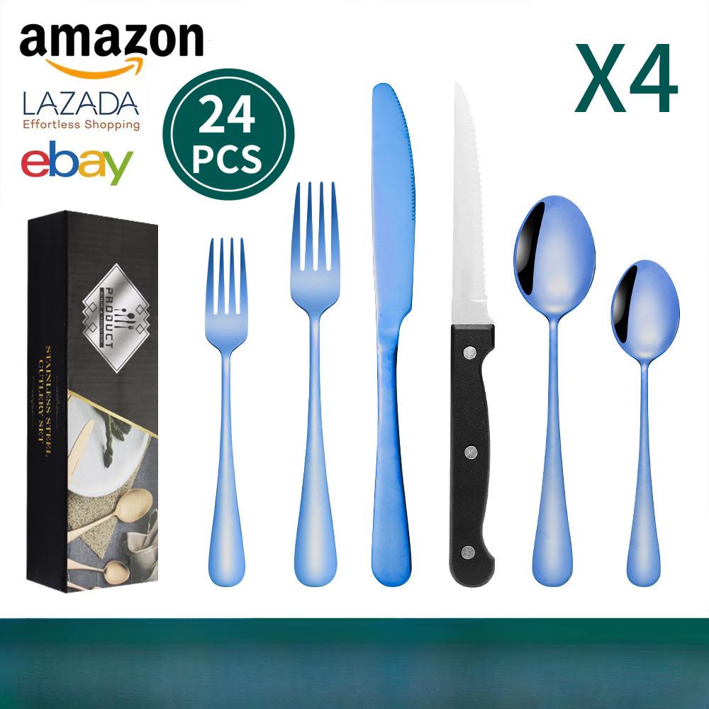1010 Knife Fork and Spoon Stainless Steel Tableware Set 24-piece Tableware Steak Knife Fork and Spoon