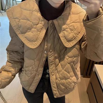 Fashion Lightweight Down Jackets Women's 2023 Autumn Winter Polo Collar Short Coat Ladies Elegant Parkas Cotton Padded Outerwear
