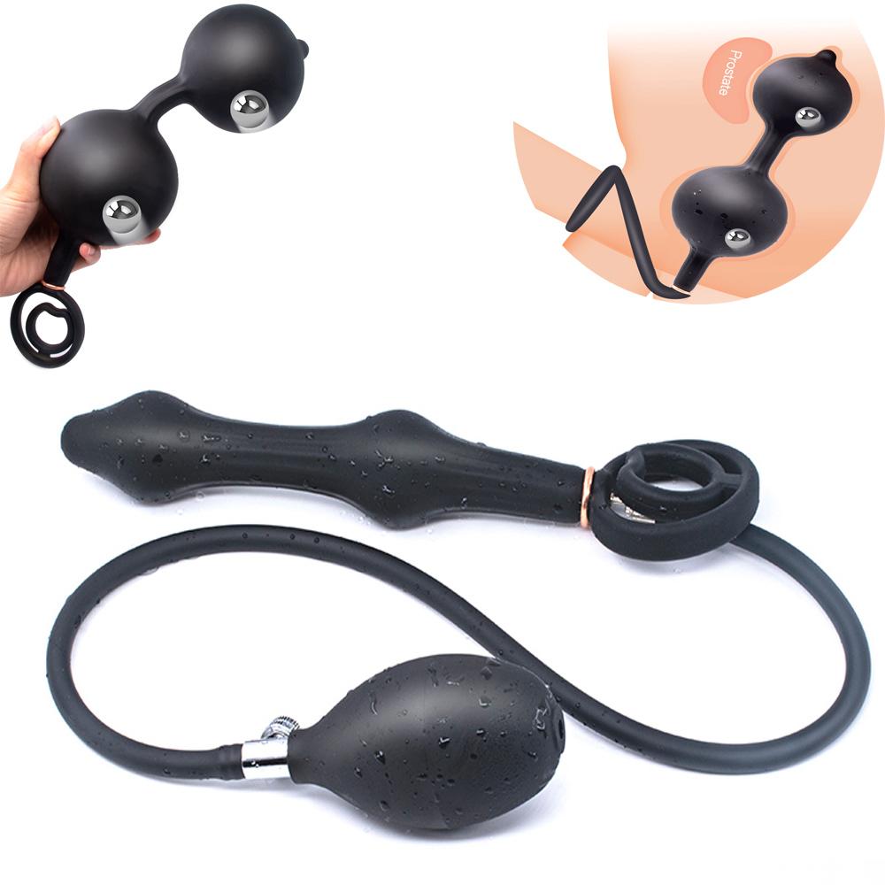 Inflatable Anal Plug Silicone Huge Anal Ball Expander Butt Plug Dilator Prostate Massager G Spot Stimulator Expansion Sex Toys