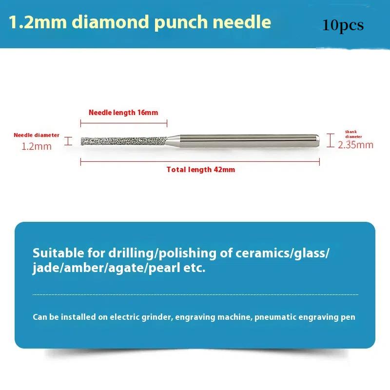 10 stuks 0,8/1/1,2/1,5/1,8/2/2,5 mm Diamantgecoate Boorbitjes met 2,35 mm Schacht voor Glas Jade Sieraden Slijpen en Polijsten