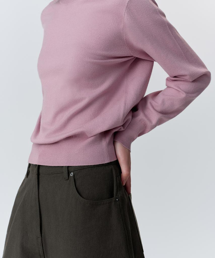 MUSINSA STANDARD WOMAN Women'S Essential Round Neck Knit [Smoke Pink]