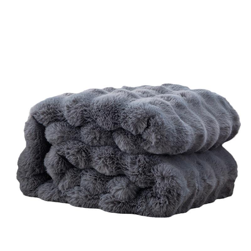 Cozy Plush Faux Rabbit Fur Blanket - All-Season Sofa or Office Nap Cover