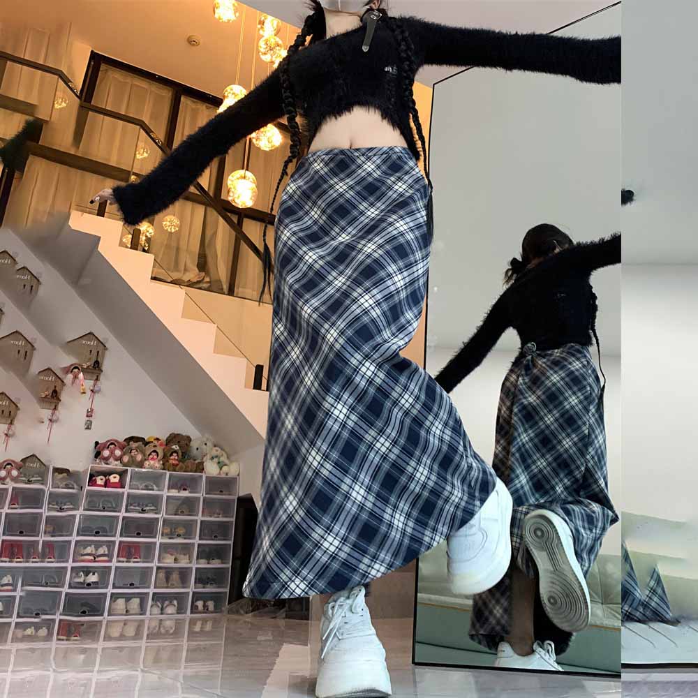 

Женская винтажная клетчатая юбка-миди А-силуэта с завышенной талией 2XL