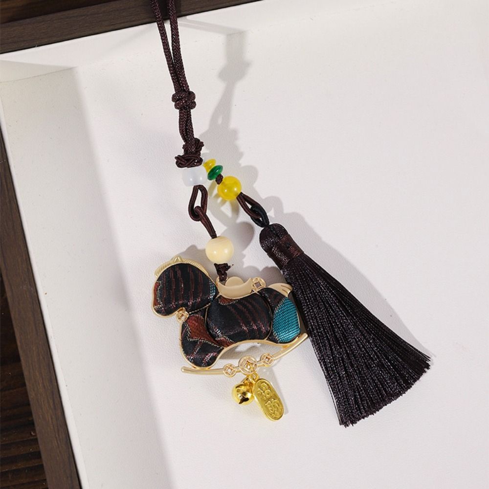 Chinese Style Pony Embroidered Pendant Satin Brocade New Year Horse Pendant Spring Festival Tassel Horse Hanging Decoration