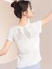 Stylish Quick-Dry Yoga Cover-Up: Spring/Summer Short Sleeve Fitness Wear with Beautiful Back Design for Women