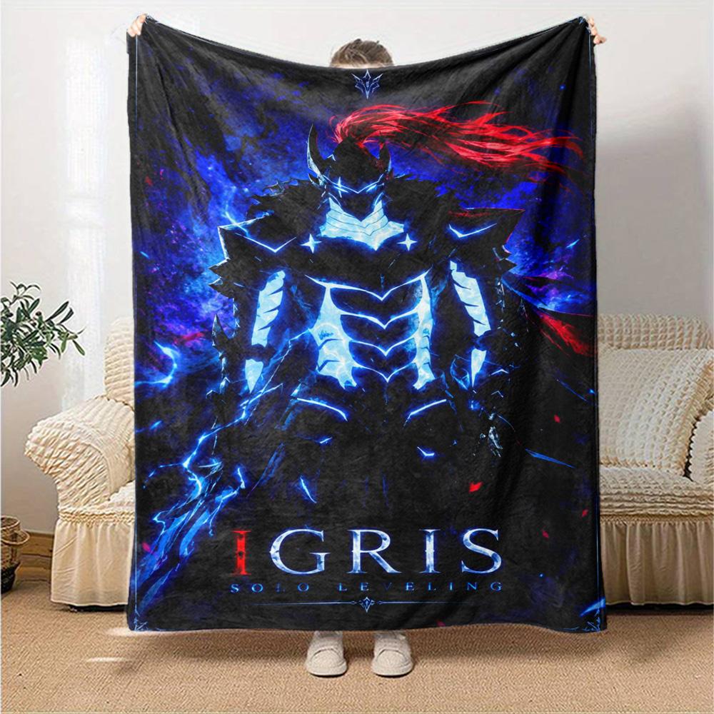 Solo Leveling Igris Druck Flanelldecke Hohe Qualität Warm Bequem Decke für Alle Jahreszeiten Perfekt für Geschenke Heimdeko 130cm x 150cm