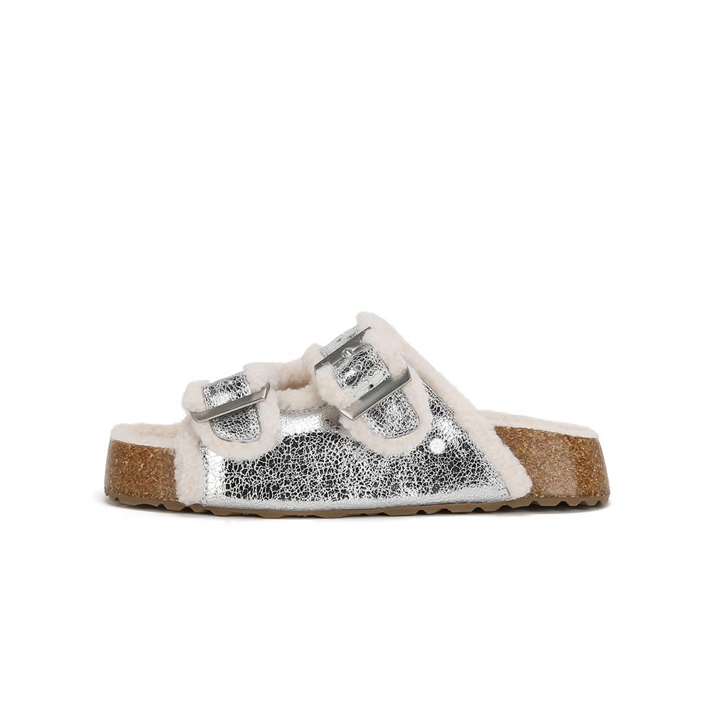 

Версия из коровьей кожи~ Натуральная кожа осень и зима двойная пряжка с бархатной толстой подошвой для увеличения роста биркен ленивый однословный пух 40