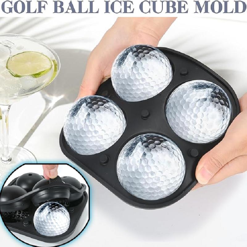 Silicone Golf Ice Cube Tray With Lid Big Ice Ball Maker Round Sphere Mold For Whiskey Cocktails Bourbon Reusable Ice Making Tool