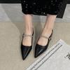 Fashion 2025 Summer Chunky Slippers for Women Fashion Pointy Shallow-cut Sequin Metal Buckle Set Foot Anti-slip Wear-resistant Sandals