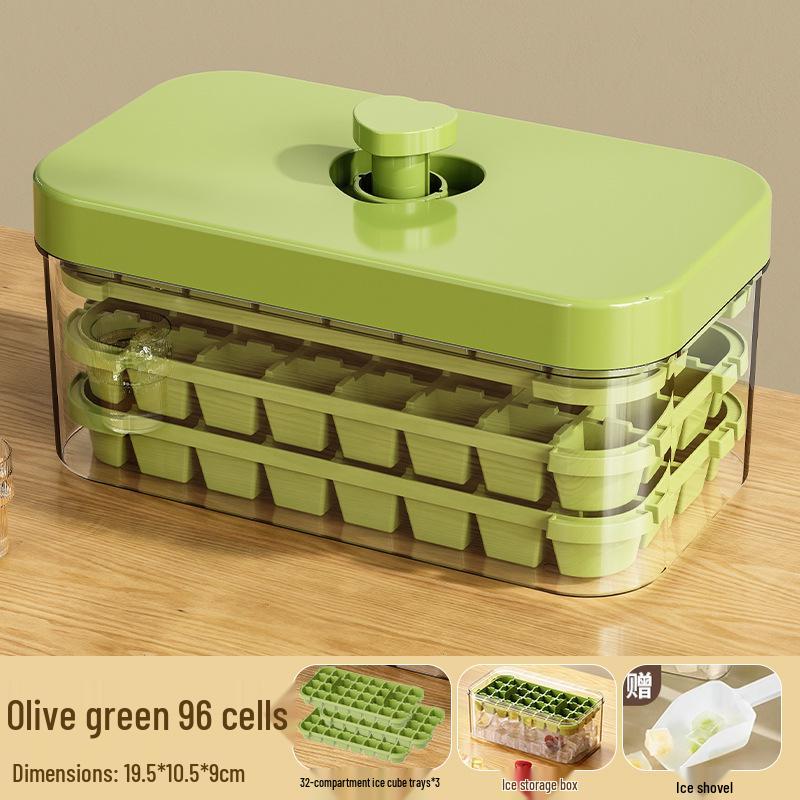 Press-Type Ice Cube Tray: Large Capacity, Food-Grade Quick Freezing Box for Home Refrigerators