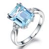 925 Sterling Silver Fashion Aquamarine Gemstone Ring For Women Wedding Party Jewelry Gifts 2025