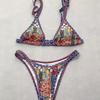 Reversible Zip Bikini Set: Triangle Cup with Random Print - Women's Sexy Swimwear