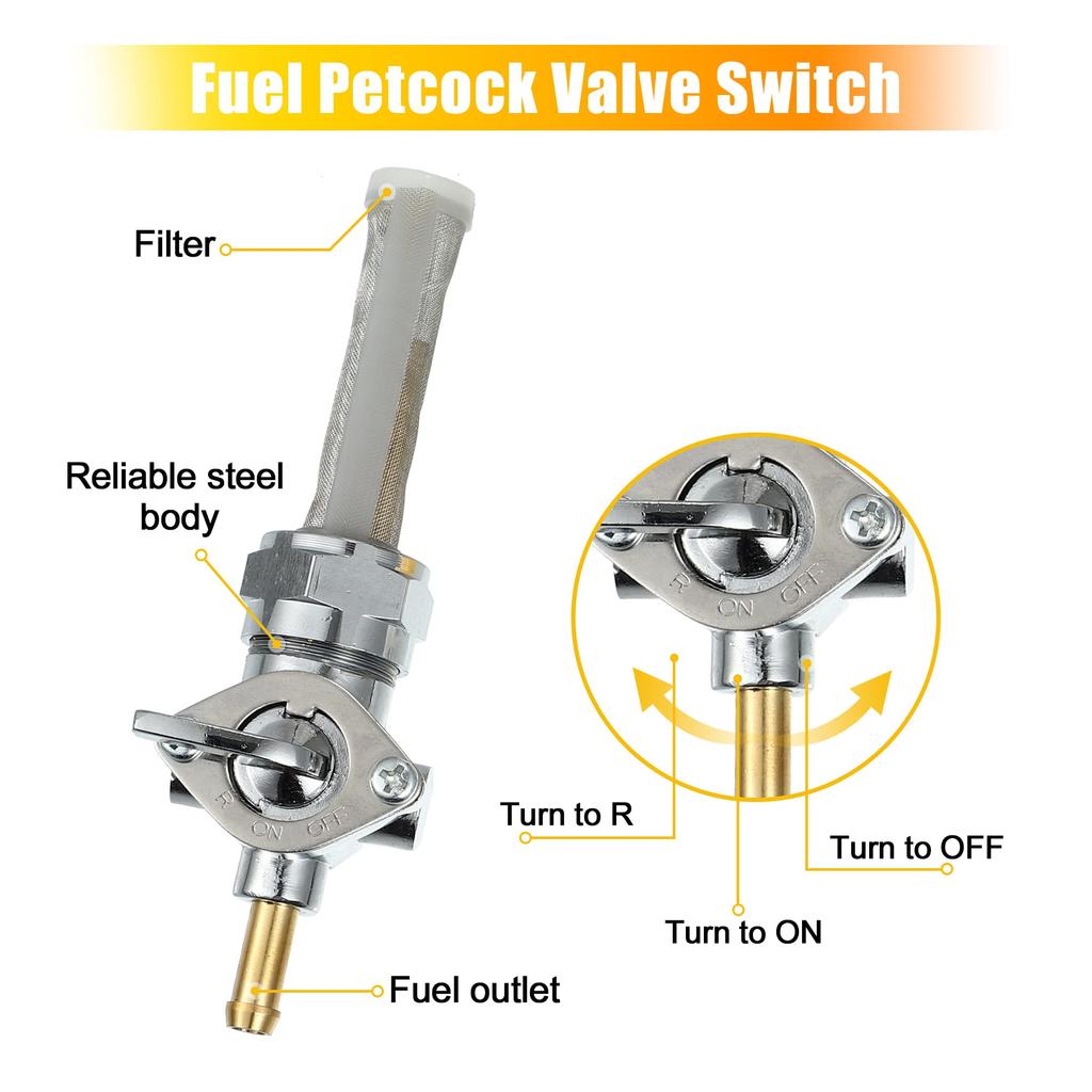 uxcell 1 Set Motorcycle Gas Fuel Petocock Valve Switch for Harley Compatible with Davidson