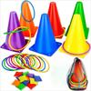 3 In 1 Soft Plastic Cones Bean Bags Ring Toss Games Carnival Games Set for Kids Birthday Party Outdoor Games 32 Pcs Combo Set
