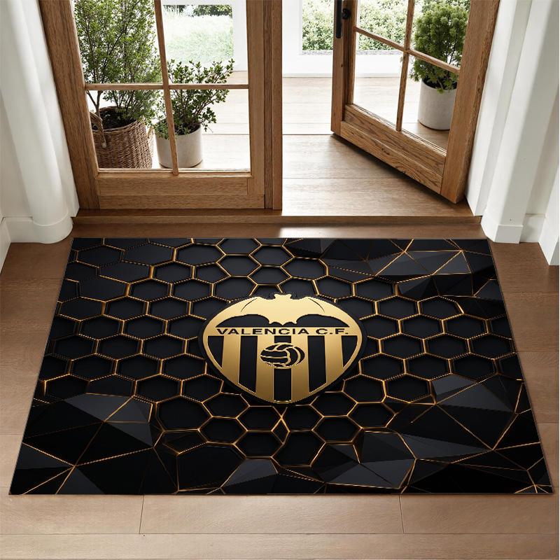 Valencia FC Design Crystal Velvet Rug Soft Decorative Mat for Bedroom Entrance