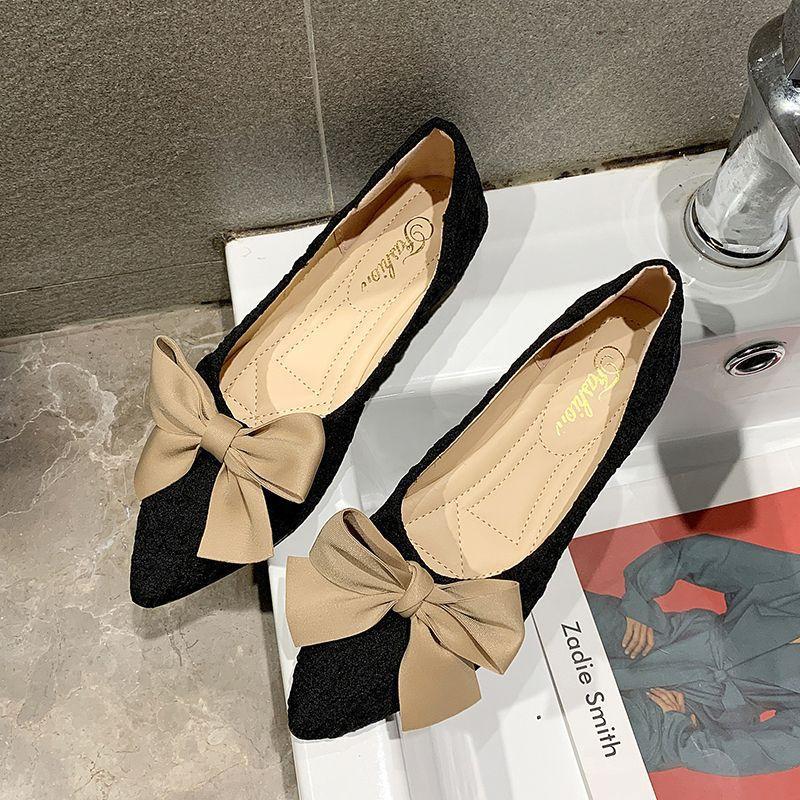 Mit Rock spitze einzelne Schuhe Damen Frühling und Sommer neu vielseitig Internet-Berühmtheit flache Schleife ein Pedal Doudou Schuhe