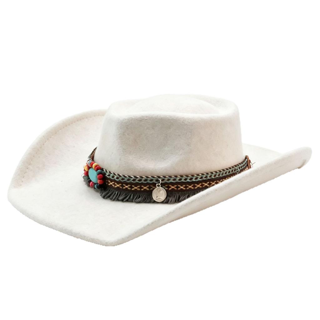 Western Cowboy Hat Tibetan Dance Top Hat Men's and Women's Upturned Edge Hat National Stage Party Jazz Hat
