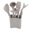 Kitchen Utensils Set Silicone Stainless Steel Heat Proof Spatula Spoon Kitchen Gadgets Tools with Drainer and Holder
