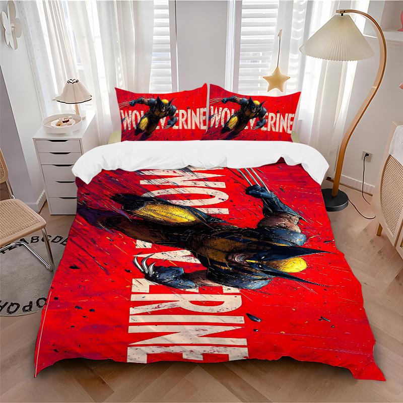 3Pcs Wolverine Strength Survival Bedding Set Soft Fabric Duvet Cover Pillowcases Home Xmas Halloween Gift 1 Duvet Cover 2 Pillowcase S1258