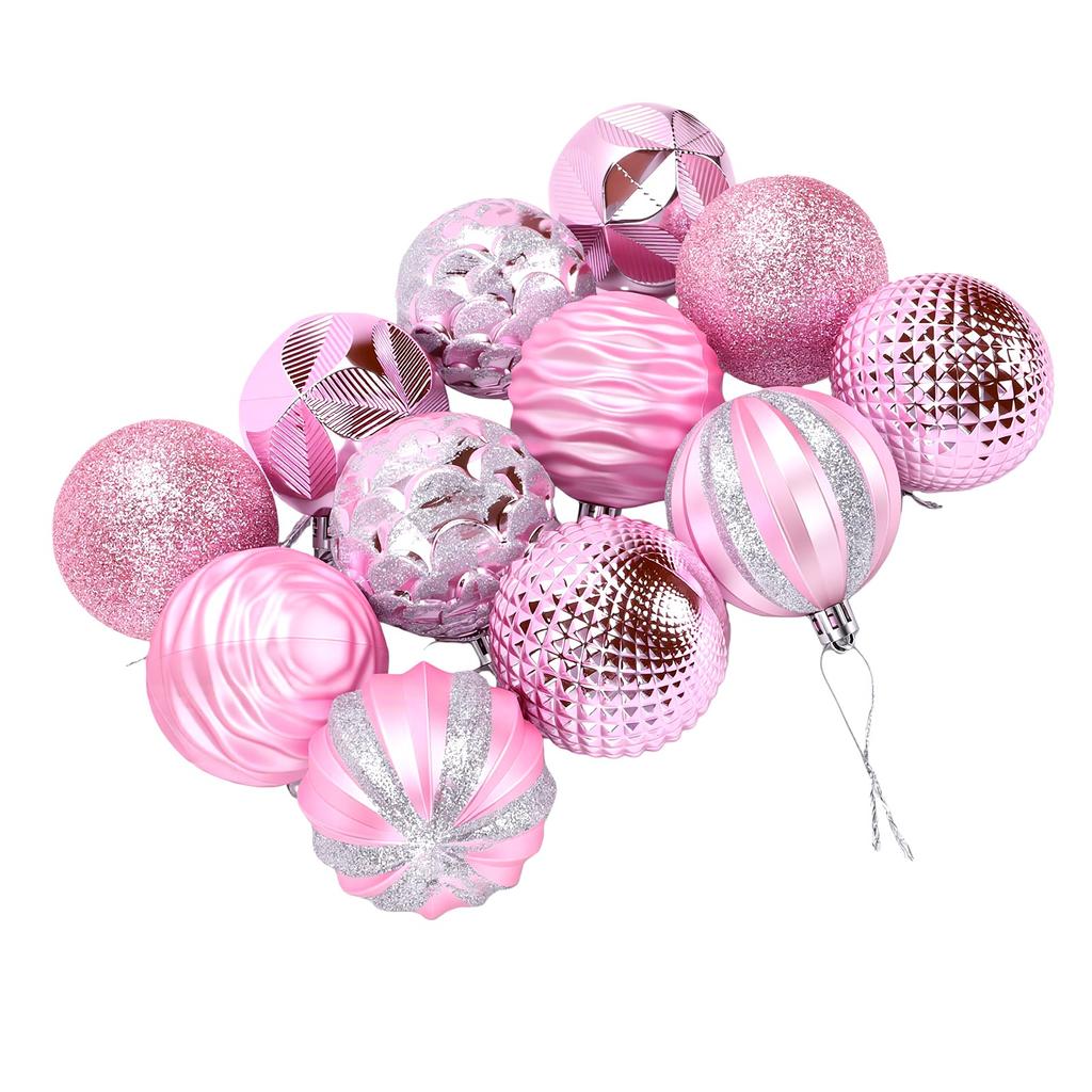 12PCS Xmas Tree Ball Decorations 6cm Holiday Hanging Ball with Rope for Garland Door Window Desk Arrangement