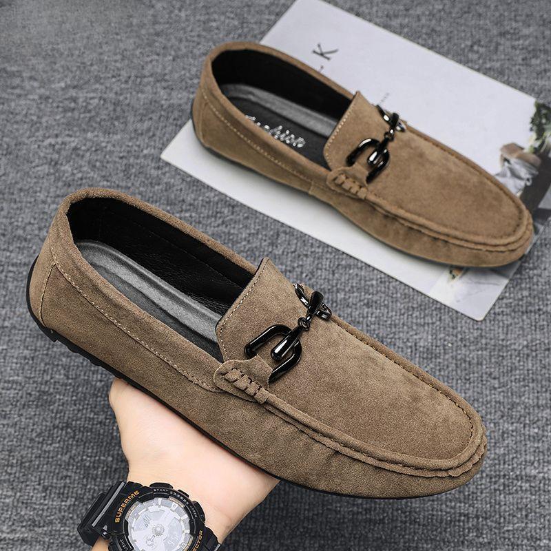Dress Shoes Suede Leather Men Round Toe Formal Moccasin Loafers Soft Flat Man Casual Shoe Business Cheap Clearance Original Hot