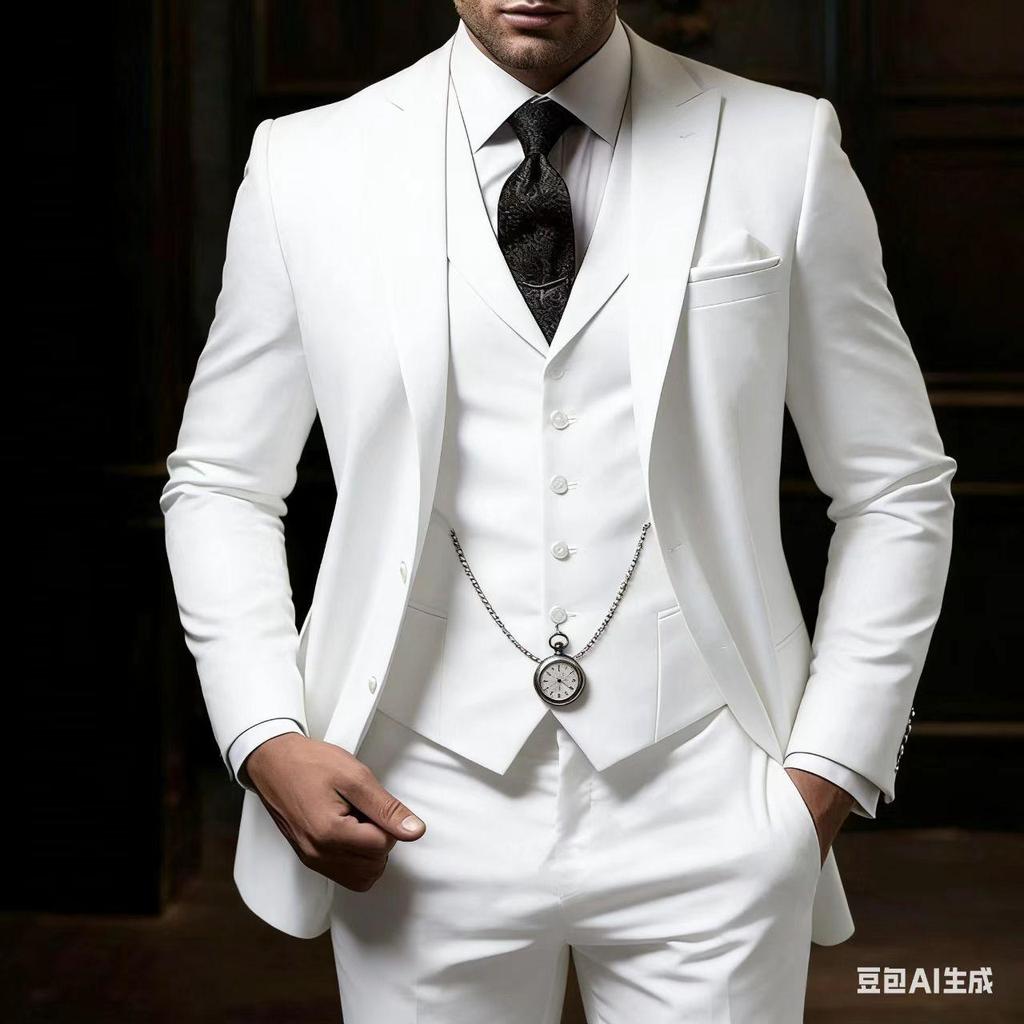 חליפות גברים שחורות דש מחודד חד-חזה בגזרה צרה ביגוד גברים יוקרתי 3 חלקים ז'קט מכנסיים וסט חתונות סטים מלאים 2025