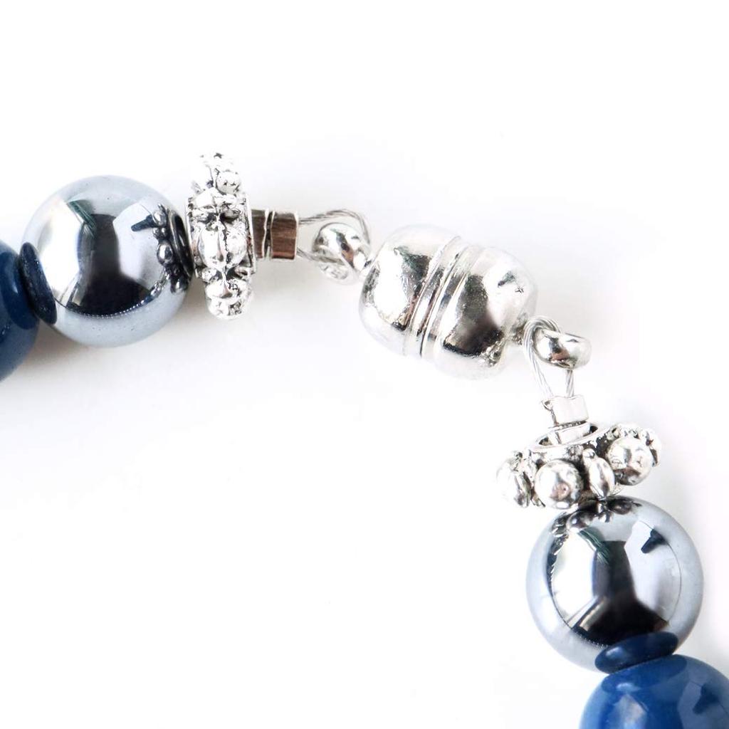 Terahertz Beitou Stone Easy to Magnetic Approximately 60cm Long [GOLD STONE] Necklace, 6mm, Blue, Hokutolite, Wear, Type,