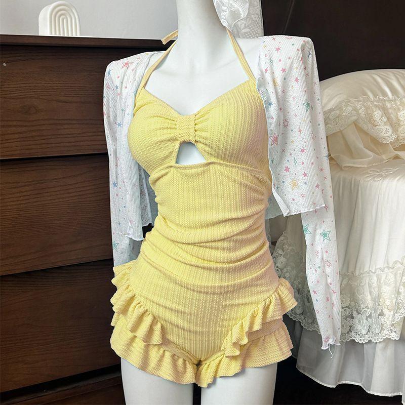 Mint Chicken One-piece Swimsuit Two-piece Fresh Girl Slimming Water Park Vacation
