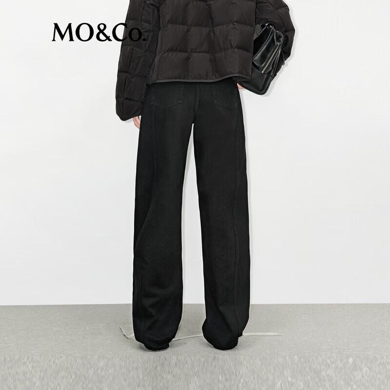 MO&Co. Double-Dyed Black High-Waist Tailored Tapered Jeans