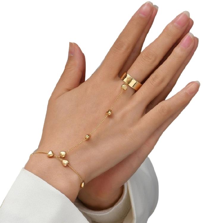 Minimalist Gold Plated Hand Chain Bracelet Zinc Alloy Stackable Jewelry Stylish Wrist Accessory For Daily Occasions