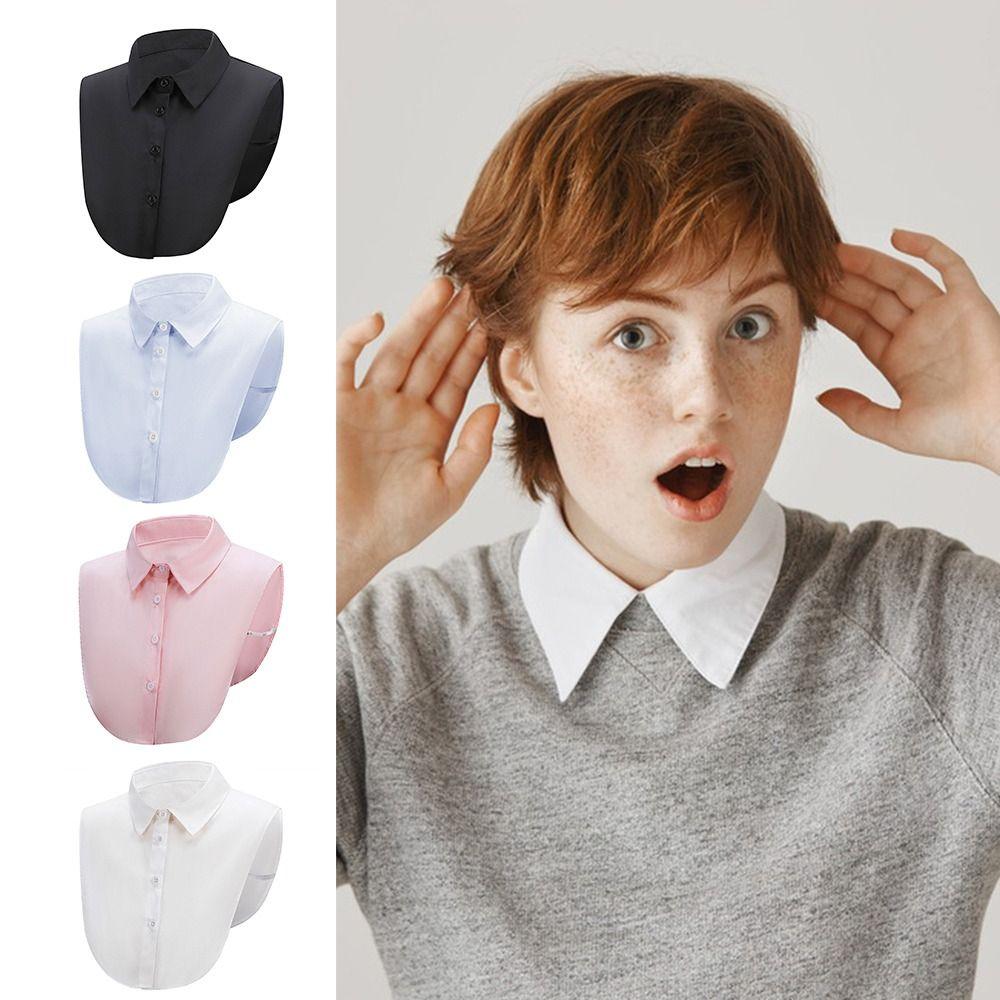 Cotton Fake Collar Solid Shirt Lapel Blouse Top Exquisite Neckline Decorative for Men Women