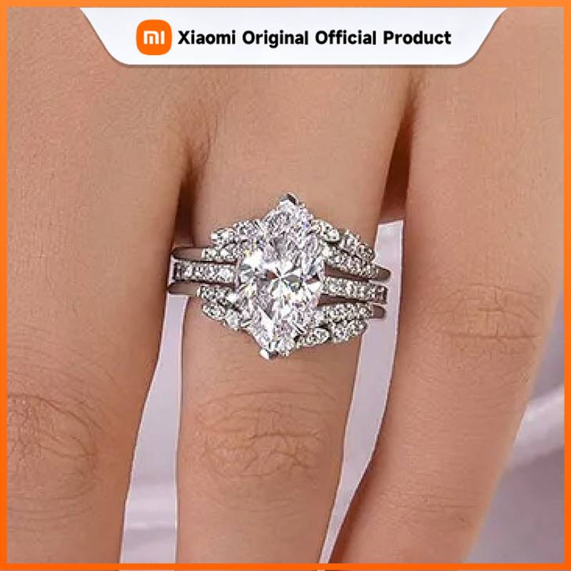 Xiaomi Huitan Gorgeous Women 2Pcs/Set Ring Inlaid Brilliant Marquise CZ Fashion Accessories for Lady Wedding Party Versatile Jewelry
