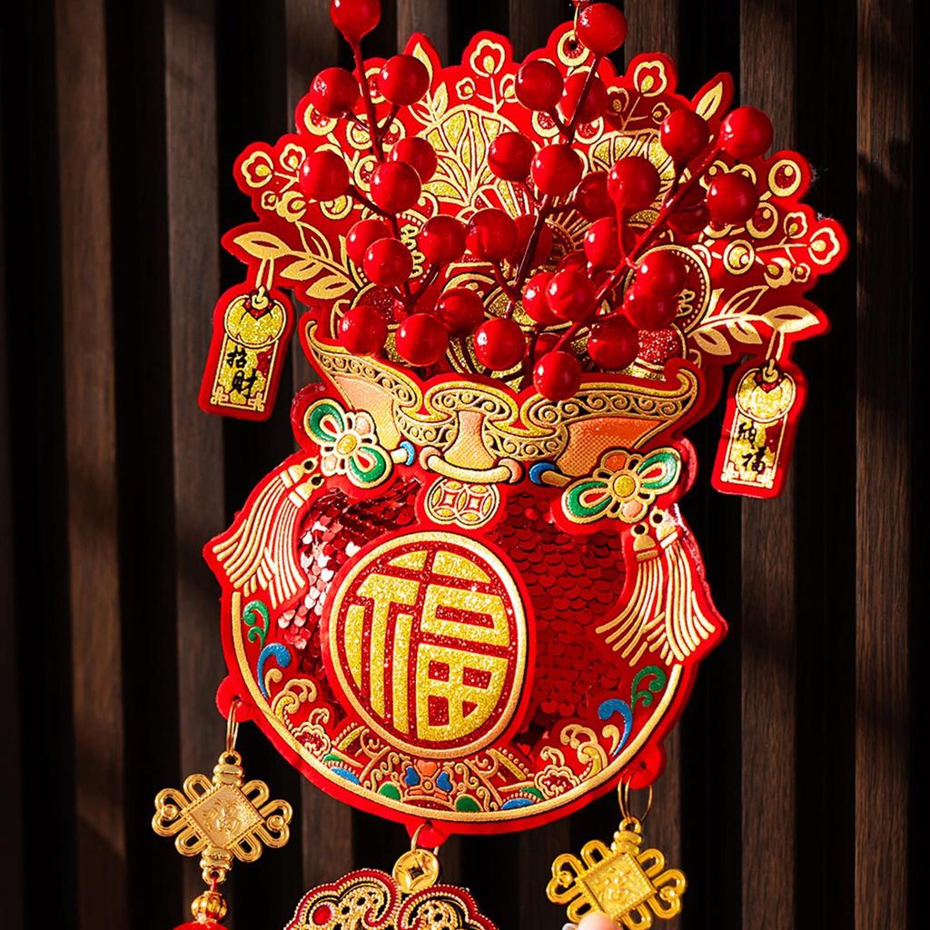 2026 Lucky Red Envelope Charm – Chinese New Year Horse Zodiac Decoration, Festive Fortune Pouch Hanging Ornament with "Fu" Symbol for Home, Car & Door