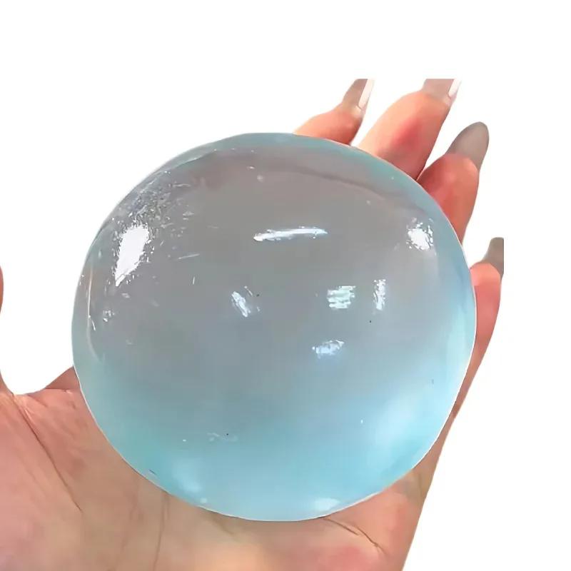 Blue Maltose Squishy Toy Cute Mochi Anti Stress Fidget Toy Soft Simulated Bule Transparent Ball Quick-Rebound Decompression Toy