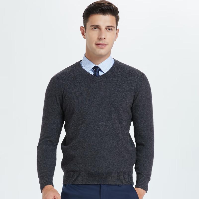 Hengyuanxiang Men's V-Neck Wool Pullover Sweater Y016005