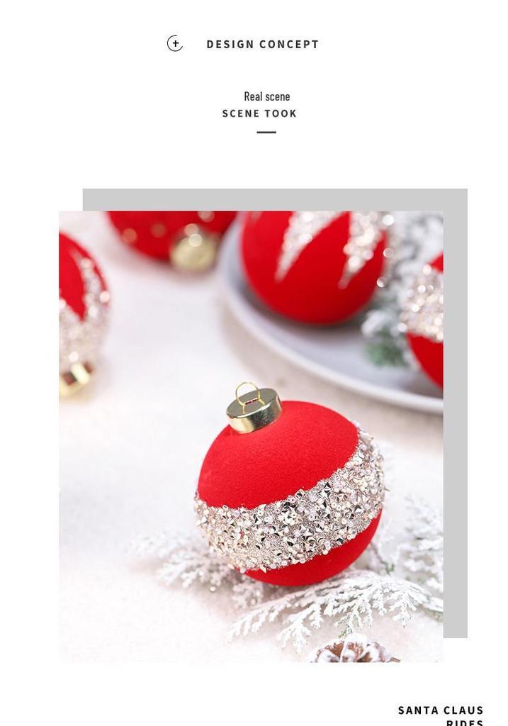 Irregular Flocked Christmas Ball Ornaments Set for Hanging