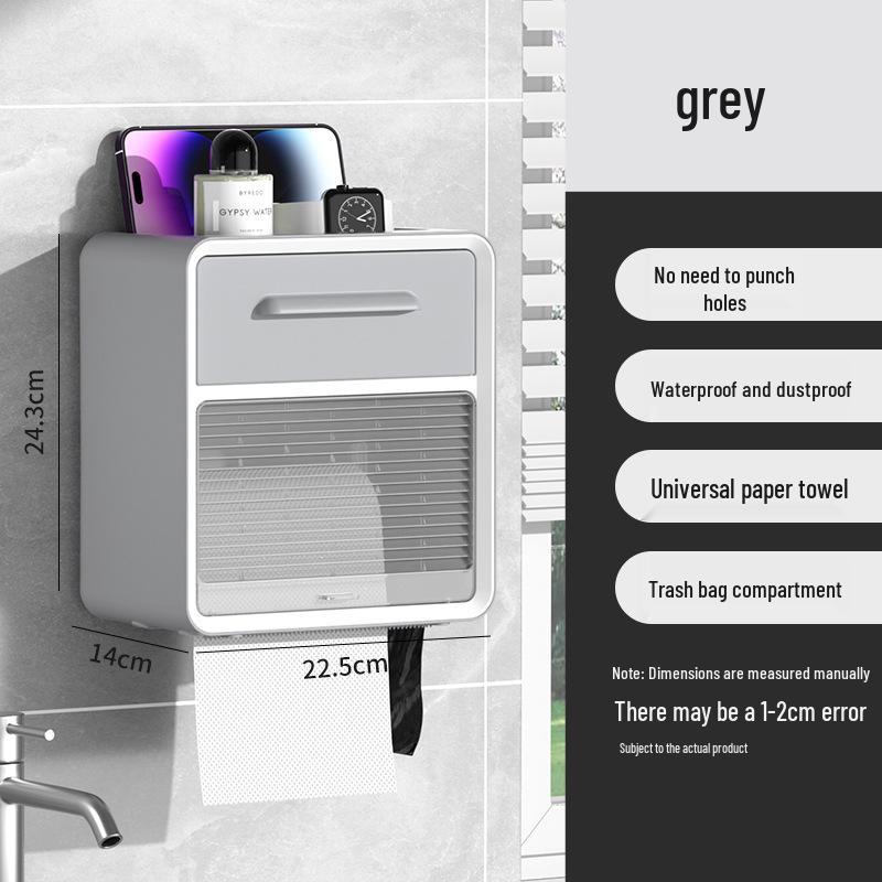 Cutie de șervețele de perete fără găuri cu depozitare vizibilă pentru baie